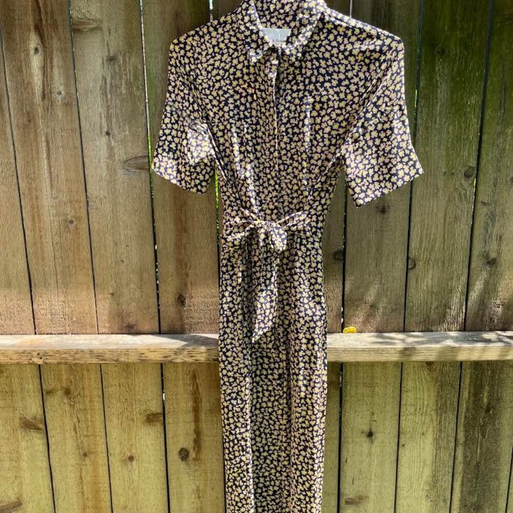 LK Bennett Black and Cream Floral Jumpsuit